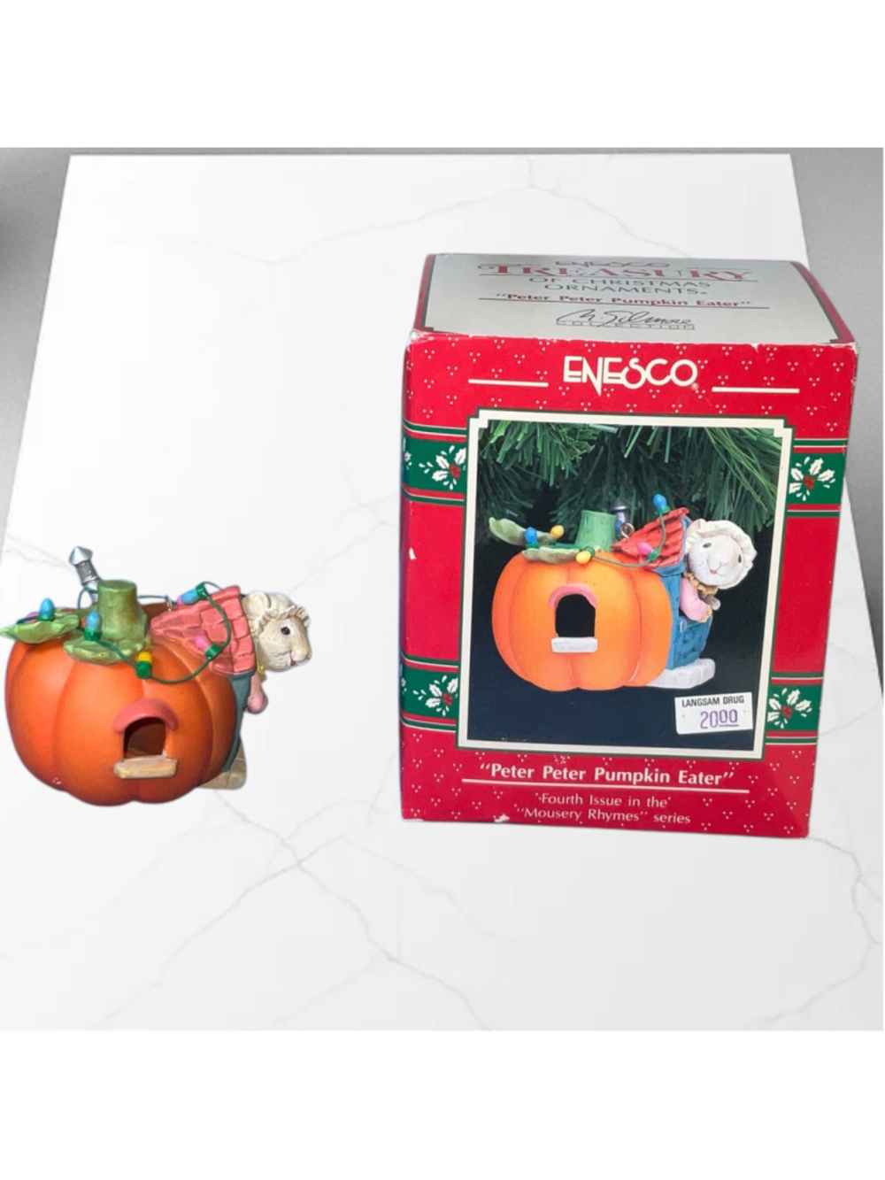 Vintage Enesco Peter Peter Pumpkin Eater Christmas Ornament Nursery Rhyme w Box